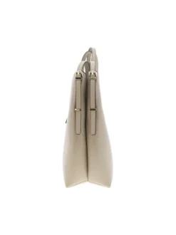 Sac taupe uni à porté épaule avec rabat à pression et fermeture zippée