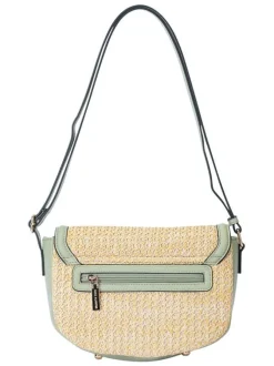 Sac vert d'eau uni et maille effet osier avec une bandoulière réglable