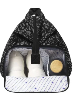 Sac weekender Amiens noir et blanc à imprimé floral avec 2 pochettes