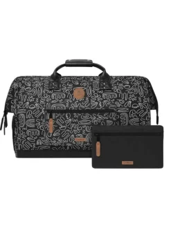 Sac weekender Amiens noir et blanc à imprimé floral avec 2 pochettes