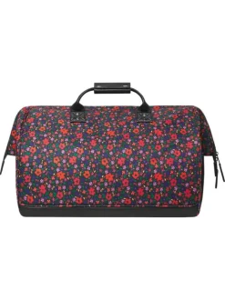 Sac weekender Maupiti noir et rouge à imprimé floral avec 2 pochettes