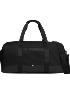 Sac weekender noir uni à fermeture zippée avec logo métallique noir