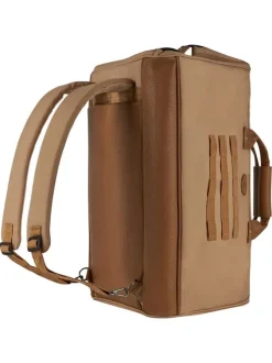 Sac weekender taupe uni avec deux pochettes et des bretelles au dos