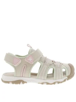 Sandales beiges, vertes et rose avec 2 bandes auto-agrippantes