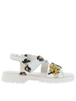 Sandales blanches pour fille en cuir à fleurs JULERON