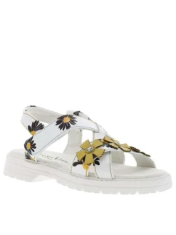 Sandales blanches pour fille en cuir à fleurs JULERON