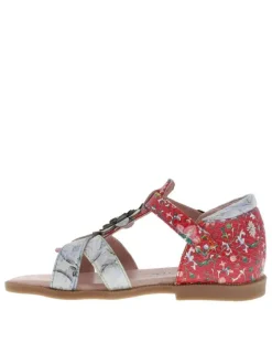 Sandales rouges pour fille en cuir à fleurs JULIANA