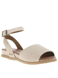 Sandales beiges à talon compensé bas en corde tressée et à boucle à ardillon