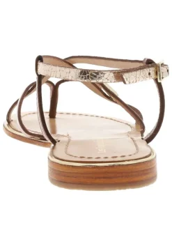 Sandales en cuir marrons avec des sangles et à talon décroché bas