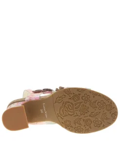 Sandales en cuir multicolores avec des fleurs et à talon décroché moyen