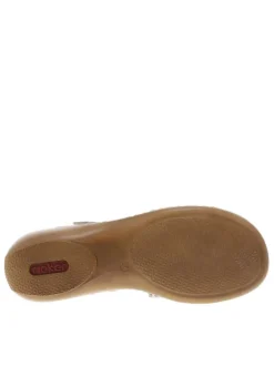 Sandales en cuir multicolores à talon compensé bas et à bandes auto-agrippantes