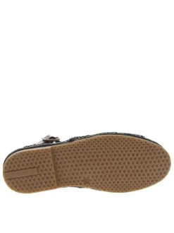 Sandales en cuir noires vernies avec des surpiqûres beiges et talon décroché bas