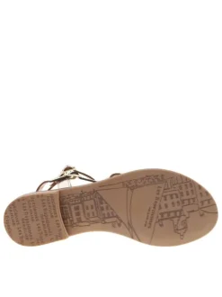 Sandales en cuir or roses avec des papillons et à talon décroché bas