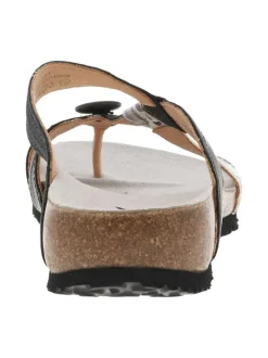 Sandales noires semi-compensées à première en cuir suède et bride entre-doigts