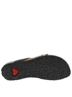 Sandales noires semi-compensées à première en cuir suède et bride entre-doigts