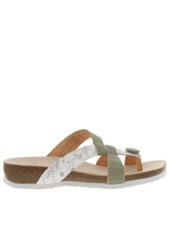 Sandales semi-compensées à première en cuir suède et bride entre-doigts