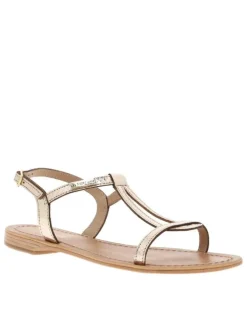 Sandales à talon plat Hamat dorées en cuir effet peau de serpent