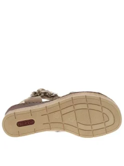 Sandales taupe à tige couvrante et montante et à à talon compensé