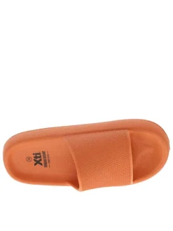 Sandales végan monochromes orange à semelle compensée et première ergonomique