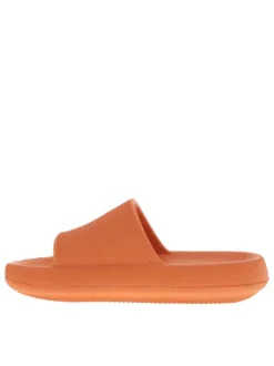 Sandales végan monochromes orange à semelle compensée et première ergonomique