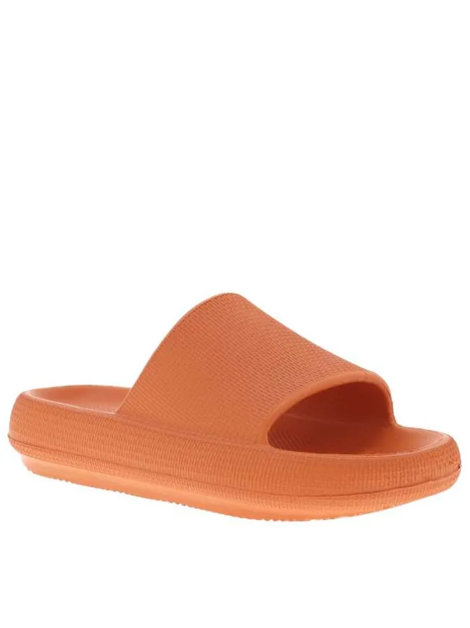 Sandales végan monochromes orange à semelle compensée et première ergonomique