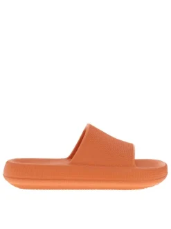 Sandales végan monochromes orange à semelle compensée et première ergonomique