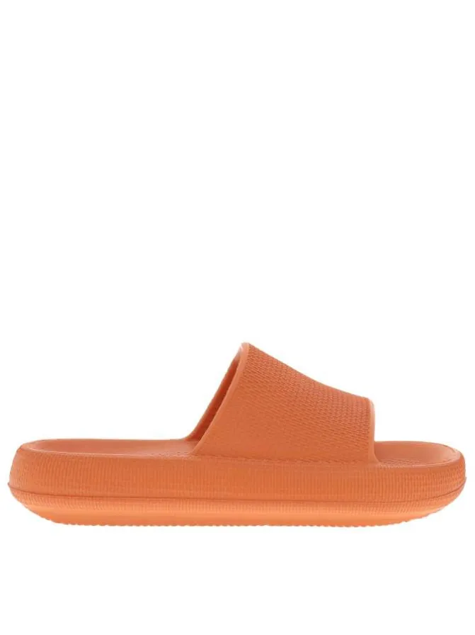 Sandales végan monochromes orange à semelle compensée et première ergonomique
