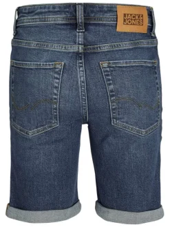 Short 5 poches bleu indigo délavé en coton biologique avec une coupe droite