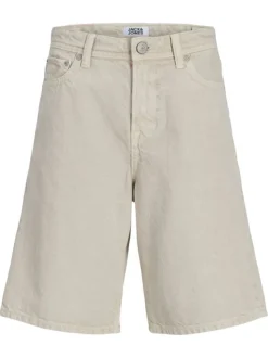 Short 5 poches écru en coton avec un jacron beige et une coupe baggy