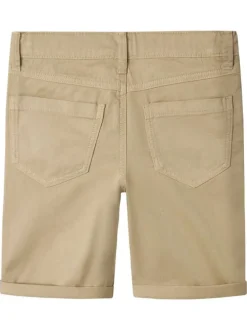 Short 5 poches en coton beige uni à coupe regular fit et à taille basse