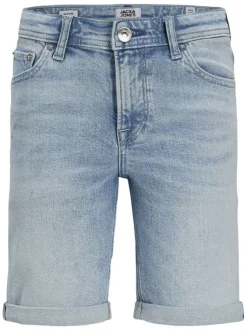 Short 5 poches en coton biologique bleu ciel délavé avec une coupe droite