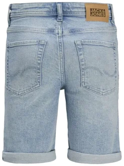 Short 5 poches en coton biologique bleu ciel délavé avec une coupe droite
