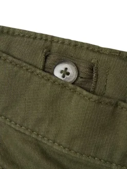 Short 5 poches en coton kaki uni à coupe regular fit et à taille basse