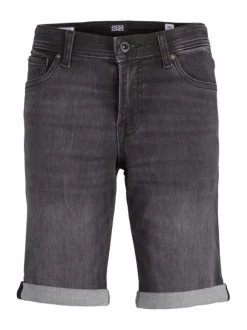 Short 5 Poches en coton mélangé anthracite uni coupe slim et 3 poches avants