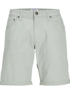 Short 5 Poches Rick en coton vert d'eau uni avec une coupe chino