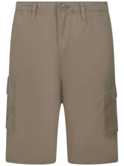 Short cargo en coton beige uni pourvu d'une coupe droite et de multiples poches