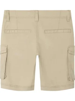 Short cargo en coton beige uni avec une coupe regular fit et une taille basse
