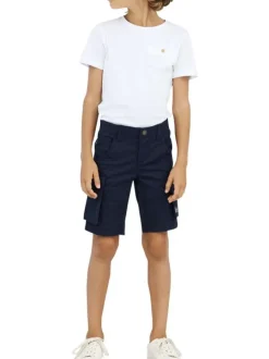 Short cargo en coton bleu marine uni avec une coupe regular fit