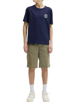 Short cargo en coton kaki uni avec une coupe droite et 6 poches