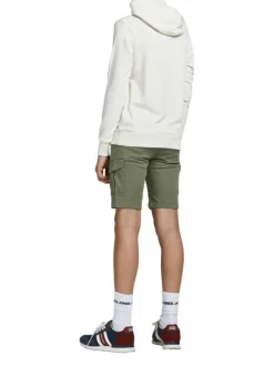 Short Cargo en coton kaki uni avec une coupe cargo et des poches aux cuisses