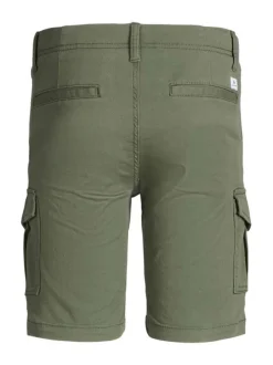 Short Cargo en coton kaki uni avec une coupe cargo et des poches aux cuisses