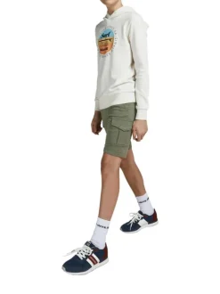 Short Cargo en coton kaki uni avec une coupe cargo et des poches aux cuisses