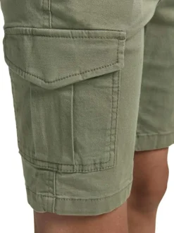 Short Cargo en coton kaki uni avec une coupe cargo et des poches aux cuisses