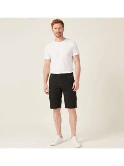 Short cargo en coton noir uni avec une coupe droite et 6 poches