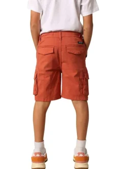 Short cargo rouille uni à coupe droite avec des poches à rabat sur les côtés