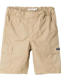 Short cargo RYAN en coton beige avec coupe regular fit et taille élastiquée