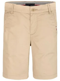 Short Chino en coton beige uni avec poches à l'italienne à l'avant