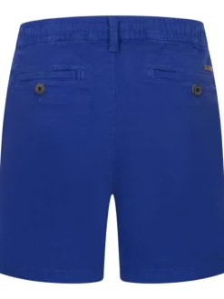 Short Chino en coton bleu électrique uni avec une coupe droite