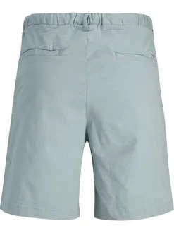 Short chino en coton bleu ciel uni à coupe ample avec 4 poches et cordon