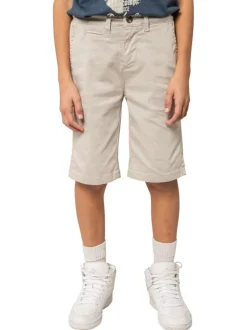 Short chino en coton écru uni pourvu de multiples poches et d'une coupe droite